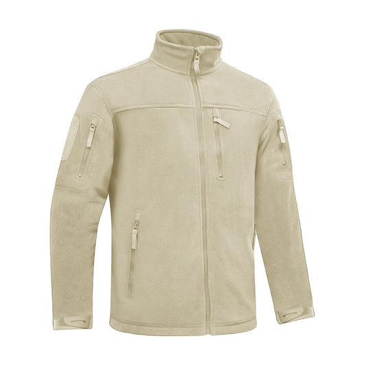 Winter Fleece Jacket Mens Zipper Pockets Work Jacket Thermal Warm Full Zip Fishing Hiking Coats Outwear Man Windbreaker