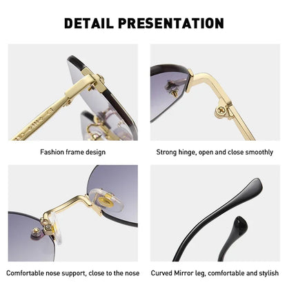 Rimless Rectangle Sunglasses – UV400 Gold Frame | Men & Women