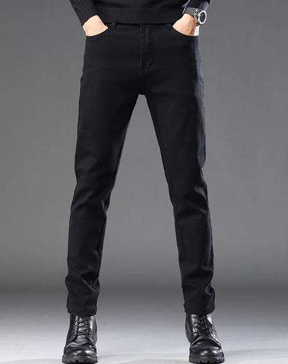 Men's Premium Lightweight Business Stretch Denim Pants - Versatile Slim Fit Straight Leg Long Trousers for All Seasons