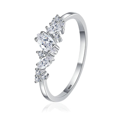 Full Moissanite Rings for Women 925 Sterling Silver Marquise cut Moissanite Lab Diamond Wedding Ring Gemstone Band