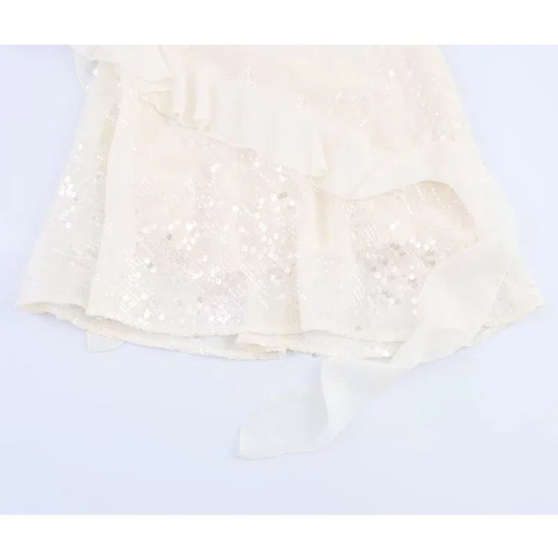 Sequin Mini Dress Woman Sexy Slip Party Dresses for Women Summer Backless Women's Dress Straps Beach Short Dresses