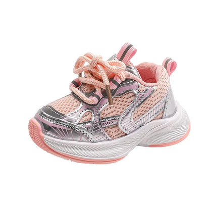 Girls' Sports Shoes 2025 New Style Soft Sole Children's Casual Shoes Fashionable Breathable Stripe Dad Shoes for Kids Boy