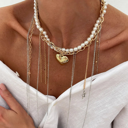 Elegant Irregular Imitation Pearl Beads Necklace for Women Vintage Party Wedding Tassels Choker Fashion Jewelry Accessories Gift