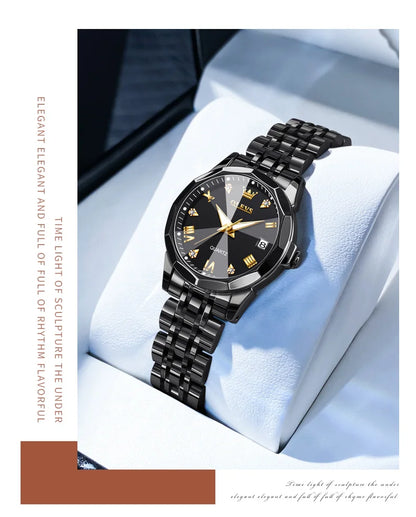 Fashion Golden Watch for Women Stainless Steel Waterproof Women's Watches Elegant Original Luxury Ladies Quartz Wristwatch