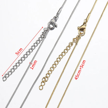 10pcs 5pcs Stainless Steel Bead Chain Necklace Chains for DIY Jewelry Making Findings 45cm+5cm Chain with Lobster Clasps No Fade