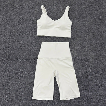 Nylon Short Sets Womens Clothing Sports Bra Cycling Shorts Workout Set Women's Tracksuit Gym Yoga Sexy Outfit Women 2023
