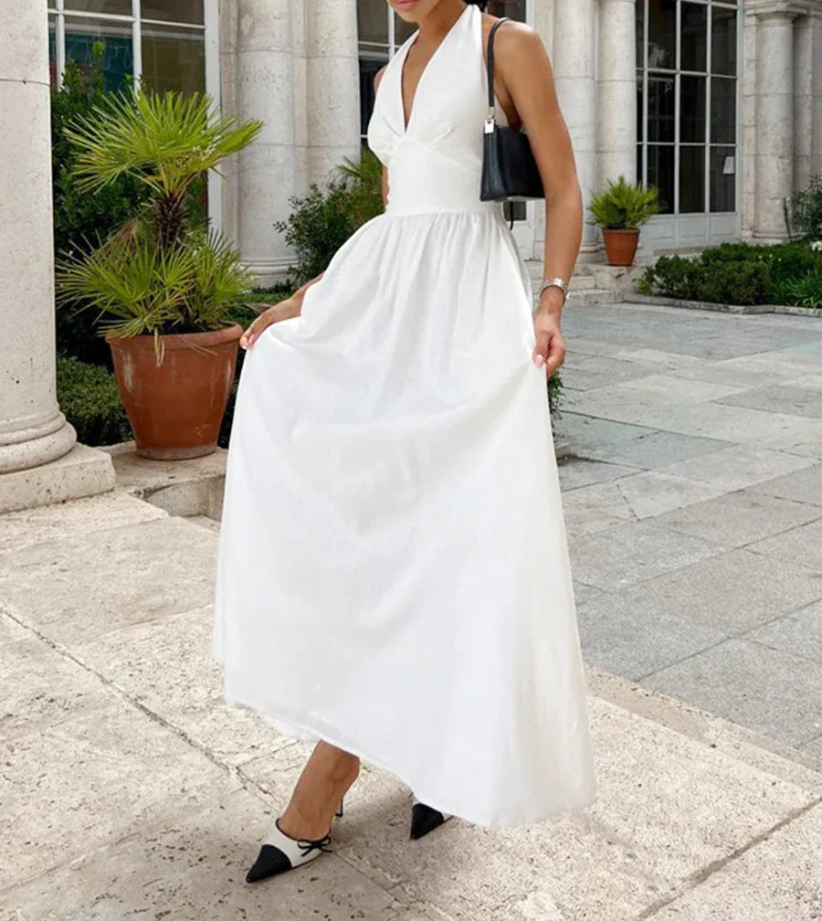 2025 New Women Summer Cotton Long Dress Sleeveless Sexy V-Neck Boho Maxi Dress Loose Style Long Dress Vestidos Clothes