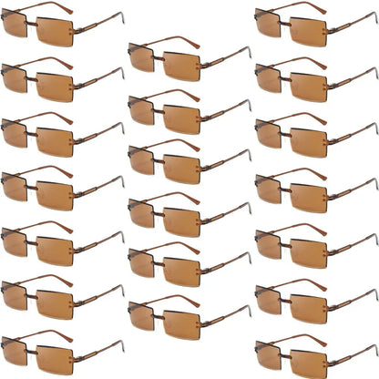 20 Pcs Per Set Rimless Rectangle Sunglasses Fashion Gradient Ocean Lenses Shades Ins Trendy Beach Vacation Sun Glasses