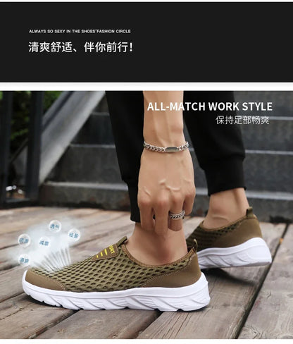 Lightweight Men Casual Shoes Breathable Slip on Male Casual Sneakers Anti-slip Men's Flats Outdoor Walking Shoes Size 39-46