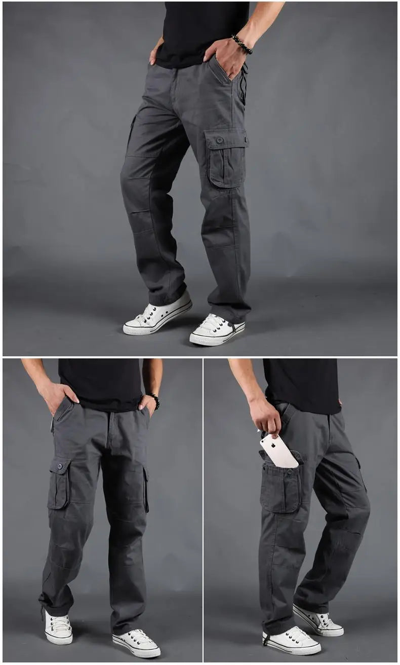 Men's Pants Large Size Multi-pocket Loose Overalls Outdoor Sports Training Jogging Casual Pants Loose And Comfortable