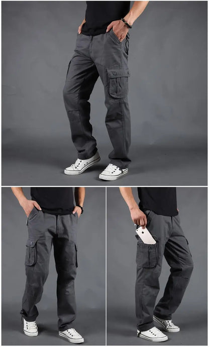 Men's Pants Large Size Multi-pocket Loose Overalls Outdoor Sports Training Jogging Casual Pants Loose And Comfortable