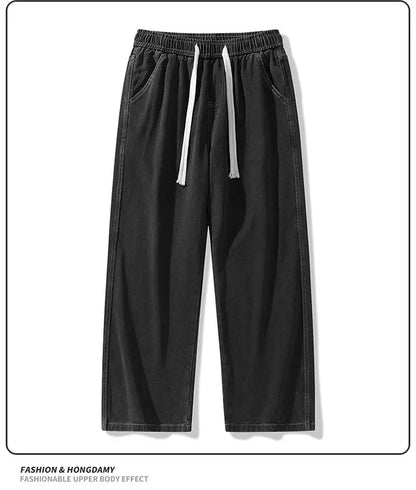 Men's American Style Loose Straight Leg Jeans Vintage Spring Summer New Arrival Drapey Trendy Wide Leg Long Pants