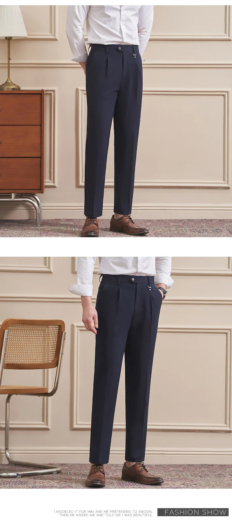 Men's High-Quality Woven Suit Trousers Slim Fit Formal Trousers, Classic Solid Color Trousers