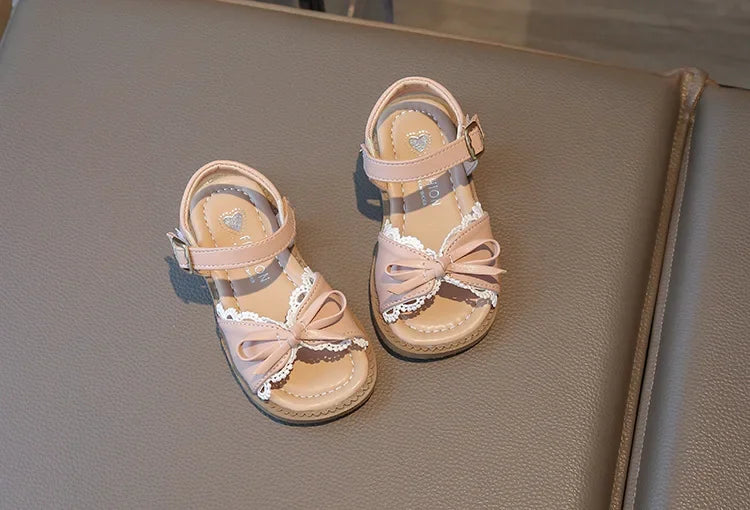 Girls Cute Lace Bow Princess Sandals New Little Kids Soft-soled Beach Summer Shoes Size 22-31