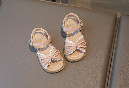 Girls Cute Lace Bow Princess Sandals New Little Kids Soft-soled Beach Summer Shoes Size 22-31