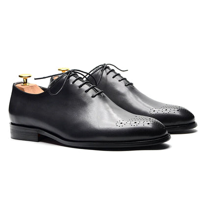 Luxury Classic Mens Oxford Dress Shoes Whole Cut Genuine Leather Handmade Lace-up Formal Shoe for Men Wedding Business Office