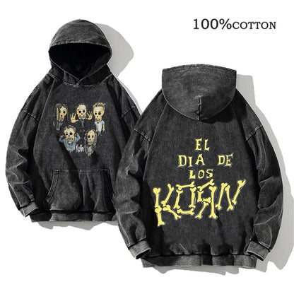 World Tour Hoodies Vintage Washed Men's Sweatshirts Cotton Hip Hop Streetwear Hooded Pullover Loose Y2K Tops