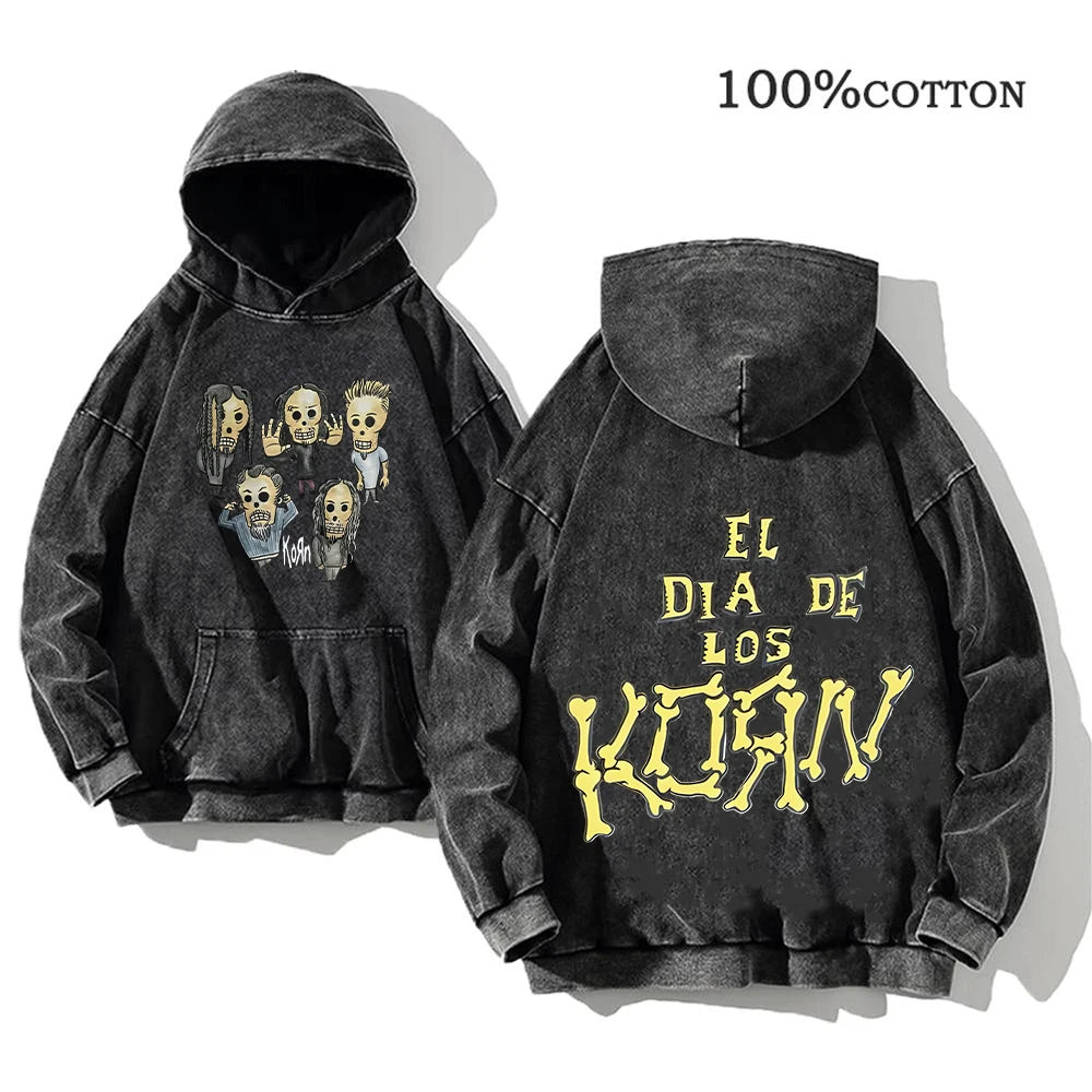 World Tour Hoodies Vintage Washed Men's Sweatshirts Cotton Hip Hop Streetwear Hooded Pullover Loose Y2K Tops