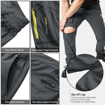 Men's Breathable Sports Pants Lightweight Hiking with Zipper Pocket Quick Dry Water Resistant Fishing Travel Trousers