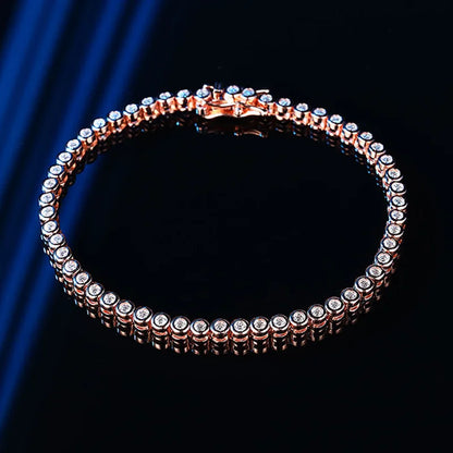 Sparkling 2/3mm Full Moissanite Tennis Bracelet for Women Party S925 Silver Plated 18K Pass Diamond Test Bezel Bracelets