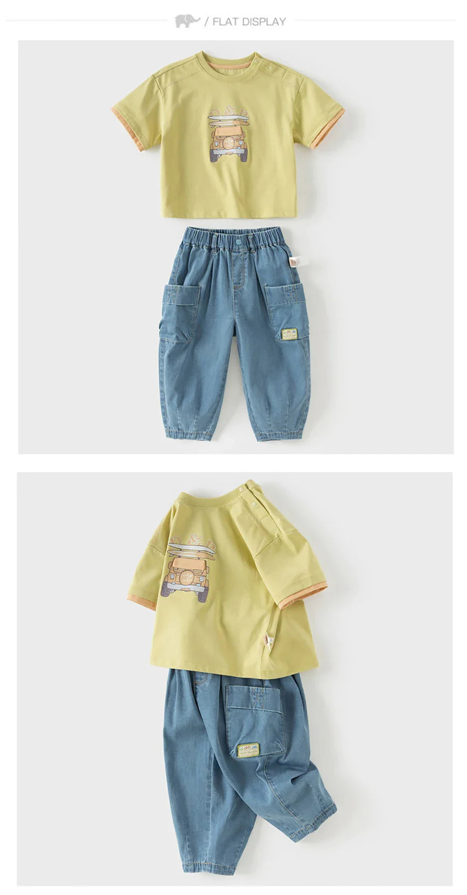 Boys 2PCS Suit Summer T-shirt Jeans Pants Sets Children Short-Sleeved T-shirt Trousers Two-Piece Set Casual DB2261195
