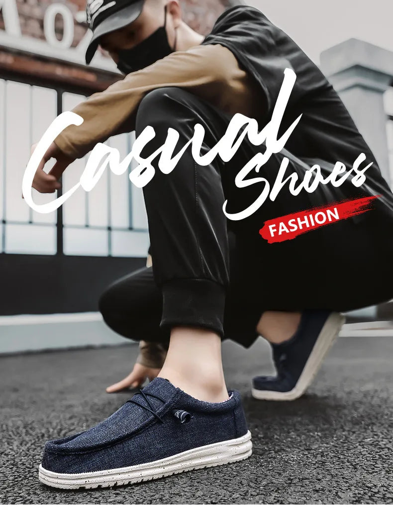 Brand Men Casual Shoes Fashion Denim Canvas Shoes Breathable Men Walking Flat Shoes Outdoor Large Size Light Men's Shoes Loafers