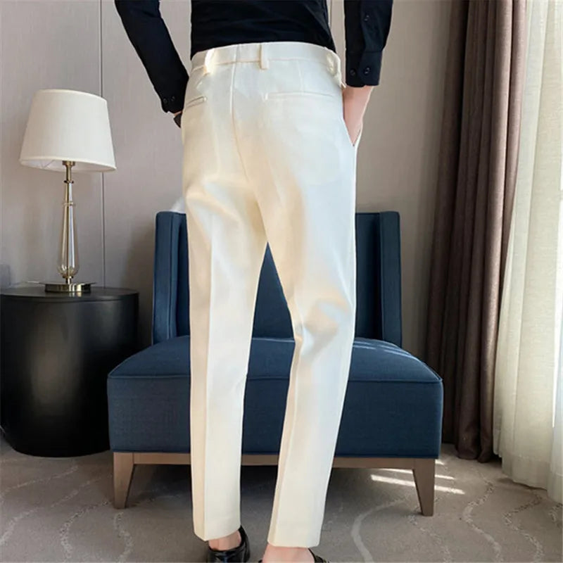 Autumn Winter Thick Woolen Suit Pants Men Smart Casual Youthful Vitality Suit Trousers Mens Korean Style Party OfficeCasual Pant