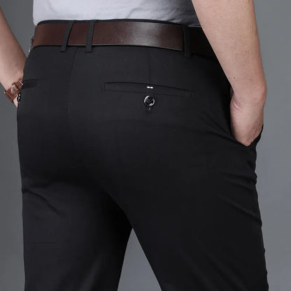 Business Men's 98% Cotton Straight Casual Pants Plus Size Loose Stretch Autumn Winter Office Trousers Classic Male Clothing