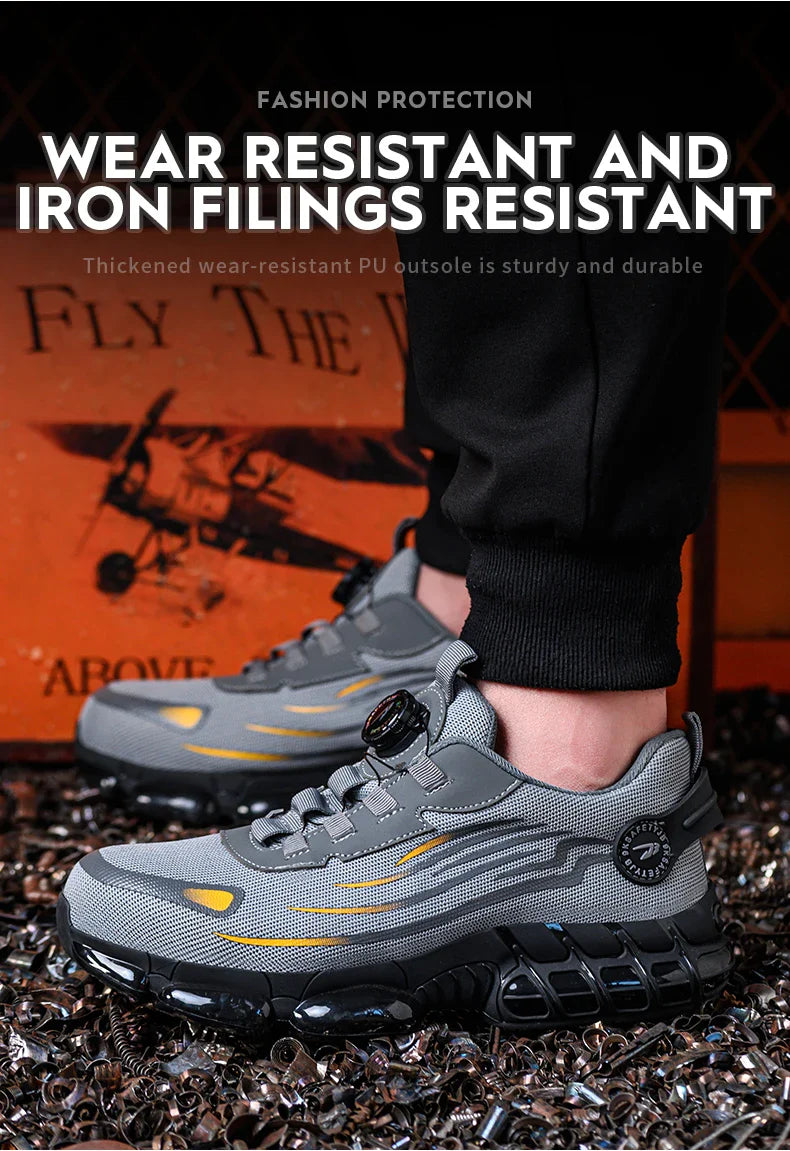 Rotary Buckle Work Safety Shoes For Men and Women Air Soft Sole Lightweight Protective Work Sneakers Men Breathable Boots