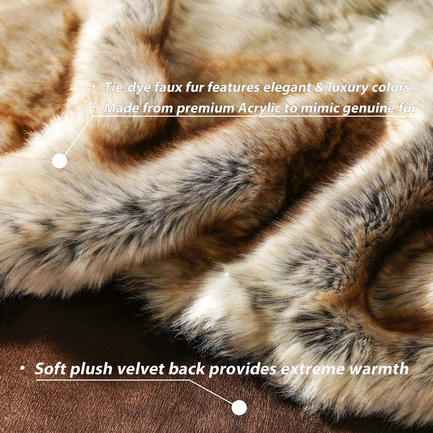 Faux Fur Blanket Luxury Fluffy Plaid Throw Blanket Winter Thick Warm Sofa Blanket Plush Fur Throws for Bed Bedroom Decor