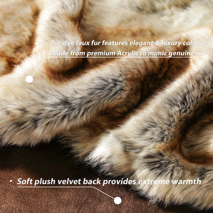 Faux Fur Blanket Luxury Fluffy Plaid Throw Blanket Winter Thick Warm Sofa Blanket Plush Fur Throws for Bed Bedroom Decor