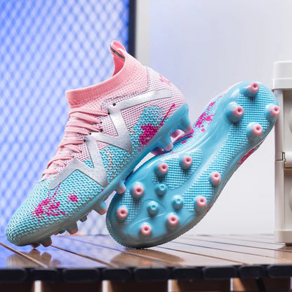 AG FG Athletic Soccer cleats PU Fabric Comfort Upper TPU Anti-slip Long Studs Sole Reliable Quality Adult Kids Training Shoes