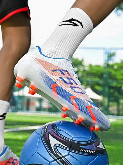 Premium turf soccer shoes, unisex, TF and FG, anti-slip and wear-resistant, available in two colors to choose from. stitching