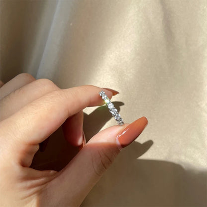 3mm All Moissanite Diamond Ring for Women Sterling Silver 925 with White Gold Plated Wedding Engagement Band Luxury Rings