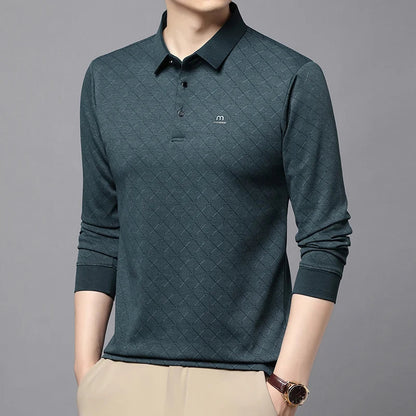Collar Long Sleeved Polo Shirt for Men in Spring and Autumn 2025 New Business and Leisure Versatile T-shirt