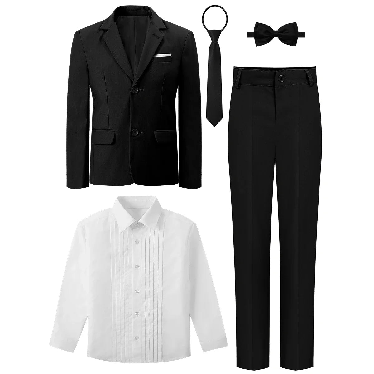 Boys Suit Kids Wedding Tuxedo Easter Birthday Party Gift Formal Perform Outfit Set Pants + Blazer + Dress Shirt + Necktie 4PCS