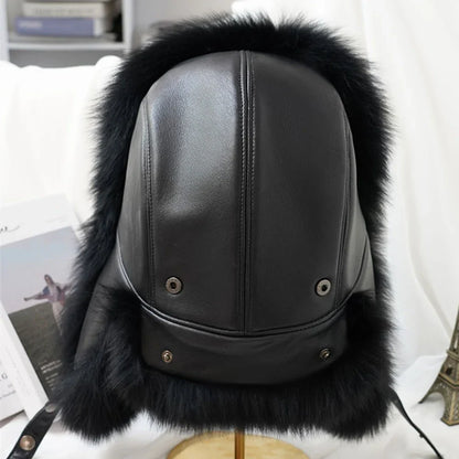 2025 Cap 100% Raccoon Dog Full Fur Fox Fur Hat Men's Fur Ear Protection Winter Thickened and Warm Russian Hat Men's Trend