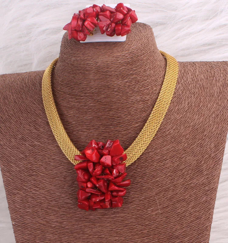 African Wedding Coral Beaded Fine Jewelry Set For Women High Quality 2023