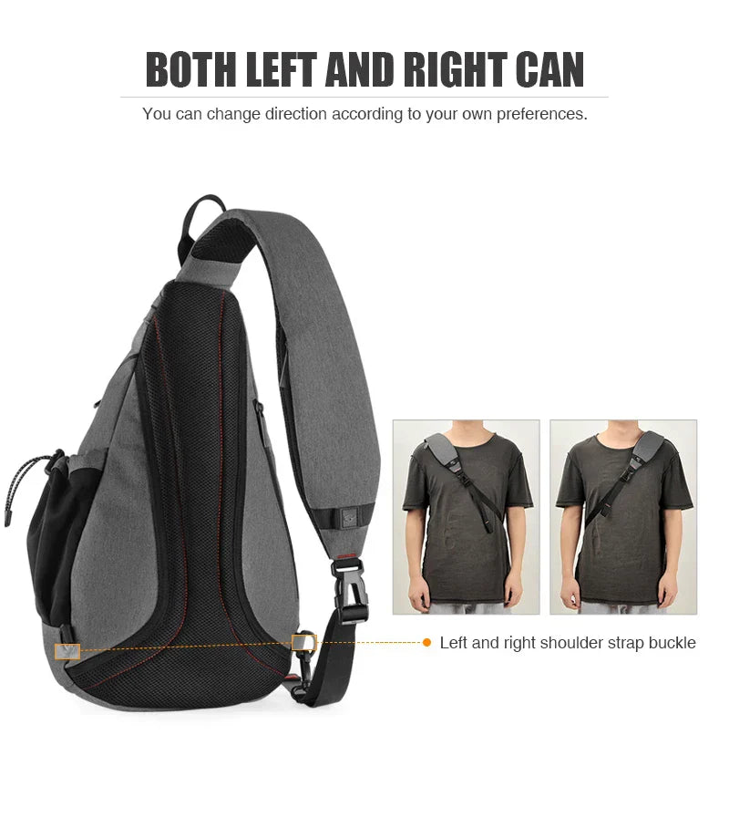 Men One Shoulder Backpack Women Sling Bag Crossbody USB Boys Cycling Sports Travel Versatile Fashion Student School