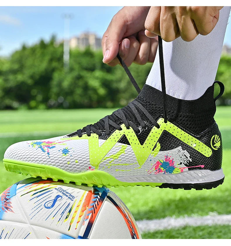 Men New TF Football Boots Society Indoor Original Top Quality Non Slip Male Soccer Shoes Sneakers Ultralight Breathable Ankle