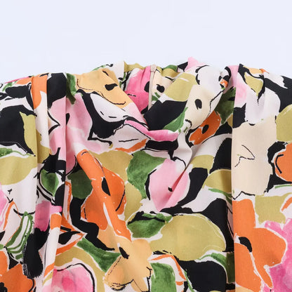 Summer 2026 Women Sleeveless Blouse Top Elegant Floral Printed Shoulder Pad Top Chic Side Tie-up Fashion Lady Vest
