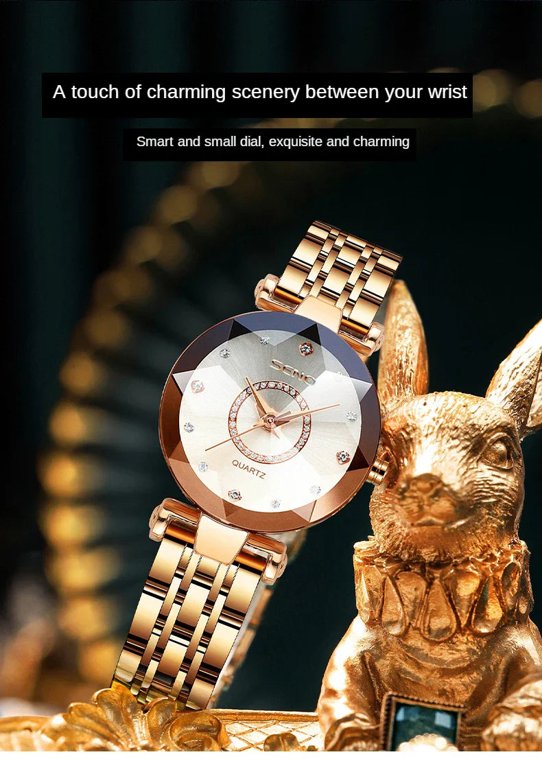 Ocean Star Women Crystal Watch 2025 Top Brand Luxury Rose Gold Women Bracelet Watch For Ladies Wrist Watch Relogio Feminino