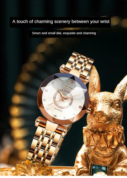 Ocean Star Women Crystal Watch 2025 Top Brand Luxury Rose Gold Women Bracelet Watch For Ladies Wrist Watch Relogio Feminino