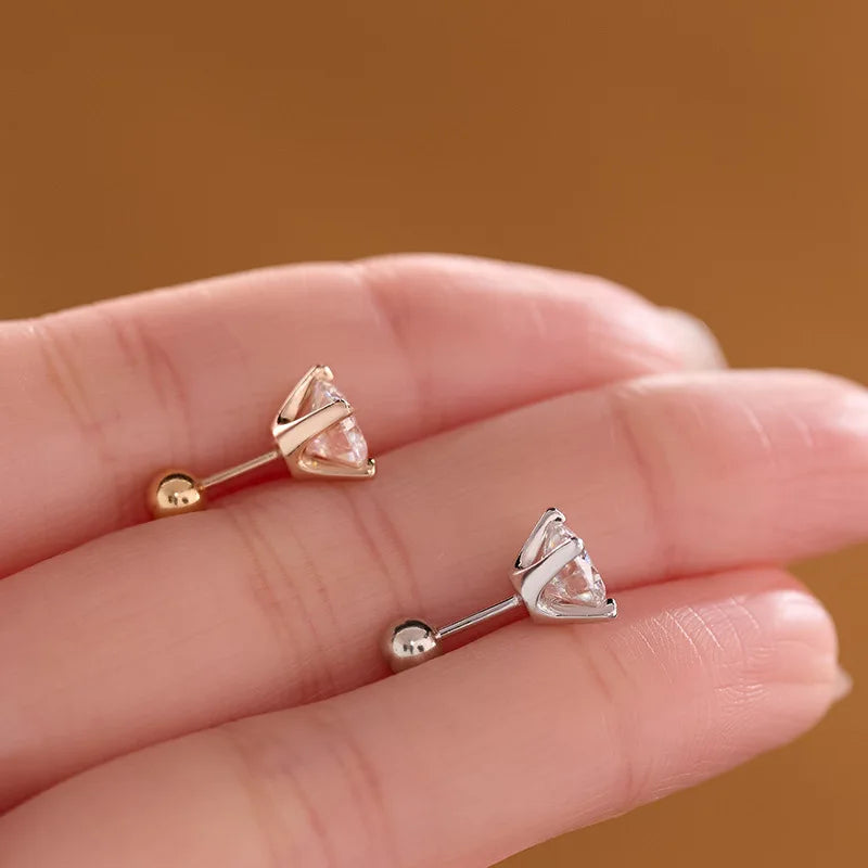 4 Prong GRA Certified 0.3-2CT D Color Moissanite Earrings for Women Men 925 Silver Plated 18K Gold Party Ear Studs Gift