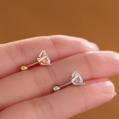 4 Prong GRA Certified 0.3-2CT D Color Moissanite Earrings for Women Men 925 Silver Plated 18K Gold Party Ear Studs Gift