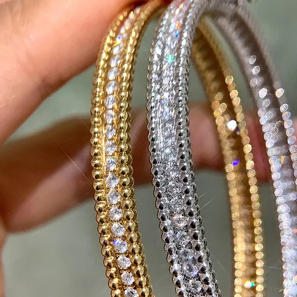 2mm Full Moissanite Bangle Women S925 Sterling Silver Plated 18K Gold GRA Certified D Color Lab Diamond Braceletsc Wedding Gifts