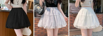 Women Summer 2026 A-Line Mini Skirt Pleated Puffy Short Skirt Korean Fashion Style Flower Bud Skirt Sweet Streetwear Y2k
