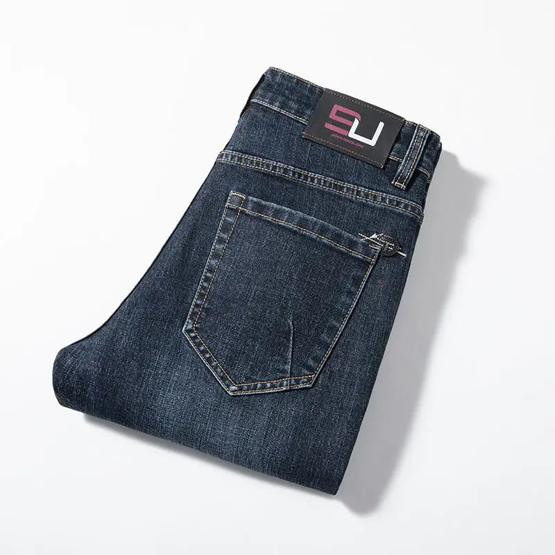 Autumn Winter High Quality Elastic Mens Jeans Cargo Slim Fit Denim Pencil Trousers Midweight Long PantsHighHigh  Jeans Man