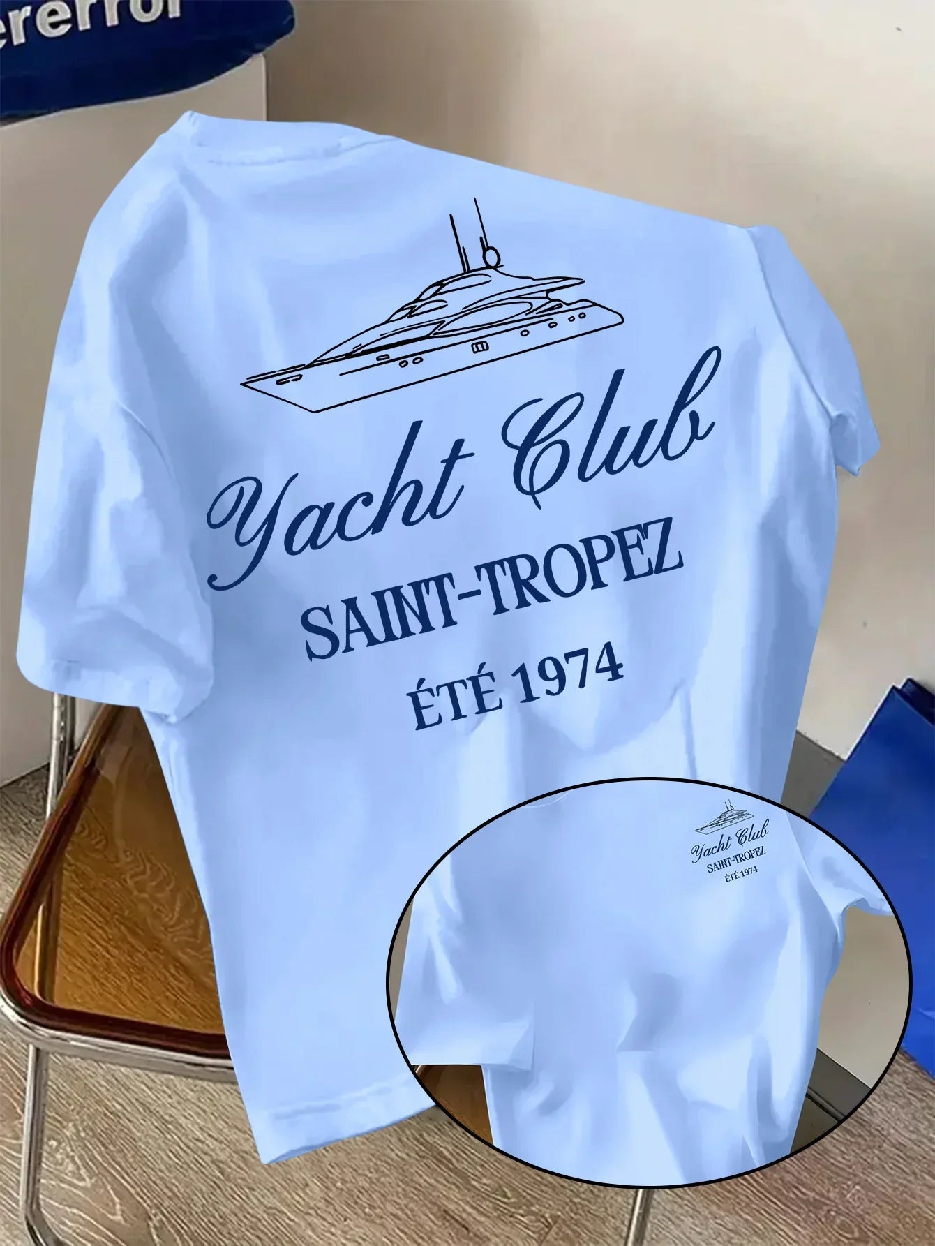 Men's Cotton Graphic T-Shirt Saint-Tropez Yacht Club Print Soft & Comfortable Casual Vacation Streetwear Tee