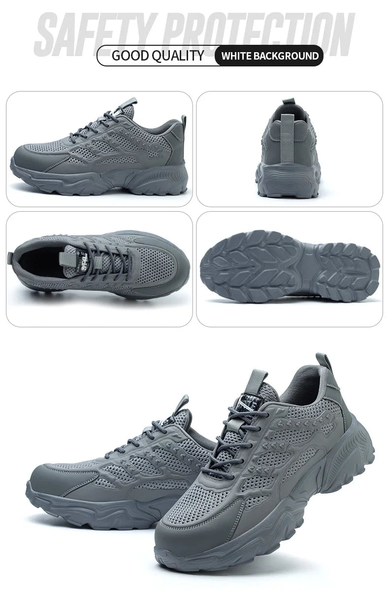 Summer Work Shoes with protection breathable Lightweight ShoesSteel Toe Shoes Men  Anti-smashing Industrial Safety Shoes
